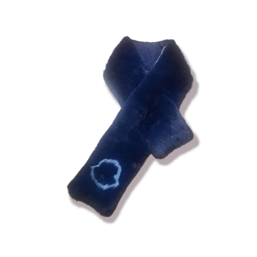 NWT Moncler Navy Blue Mink Logo Collar